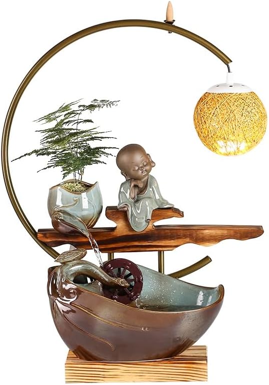 Ceramic Water Fountain Indoor Tabletop Zen Decor