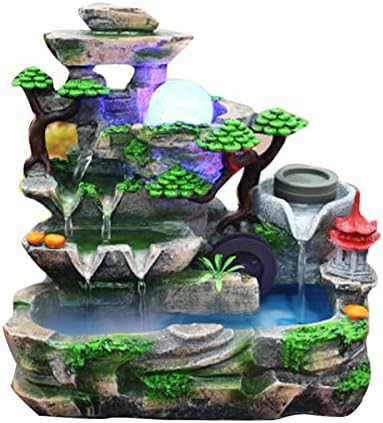 Winneshop Tabletop Fountain with LED Lights and Pump