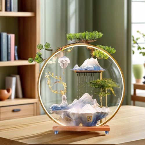 Stylish Ceramic Deer Waterfall Fountain with LED Light and Incense Holder