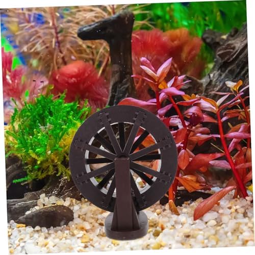 VOSAREA Micro Water Fountain Wheel with Bracket Brown Rustic Design Indoor Decor Accessory