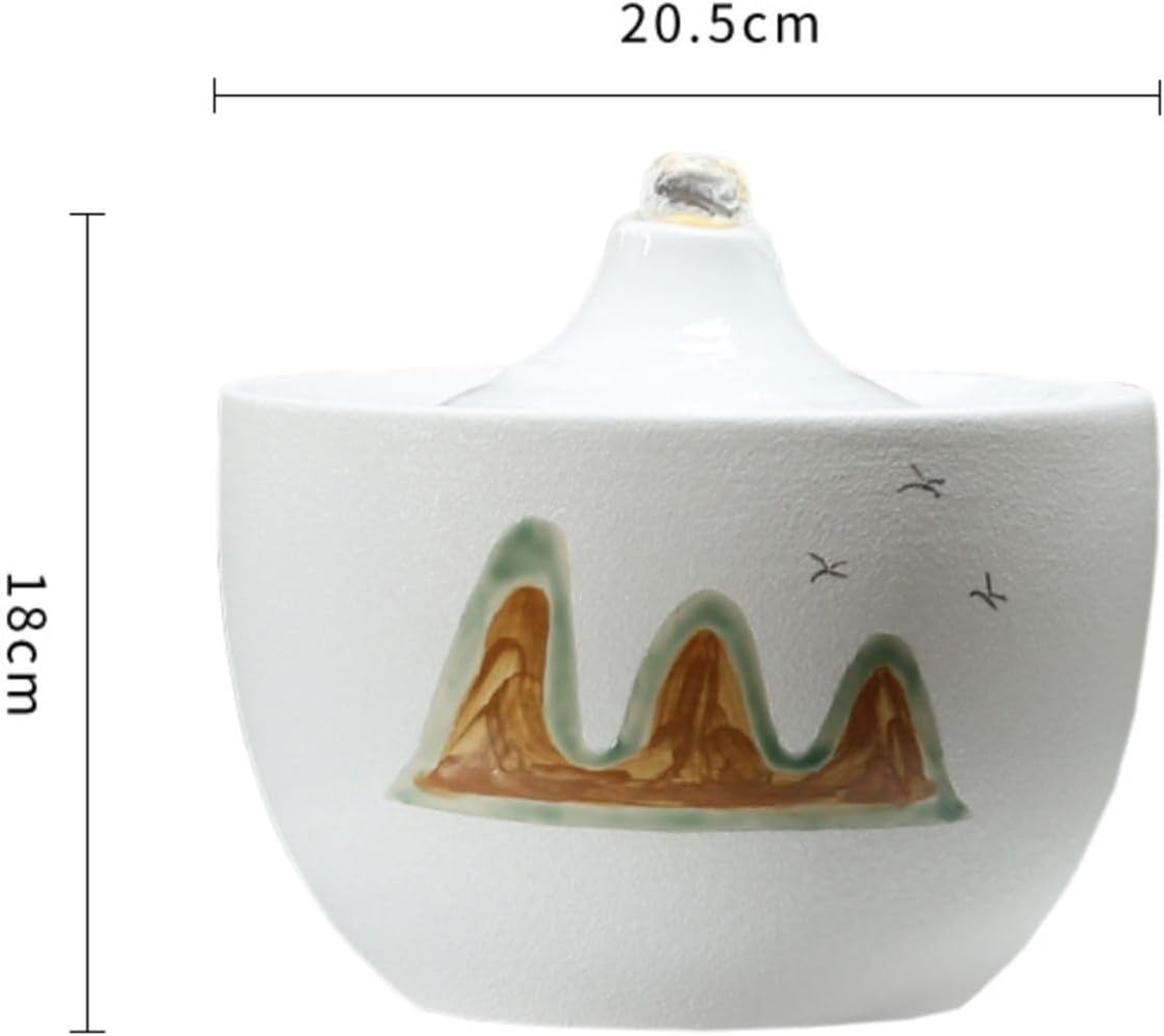 Zen White Ceramic Water Fountain for Home Office Decor