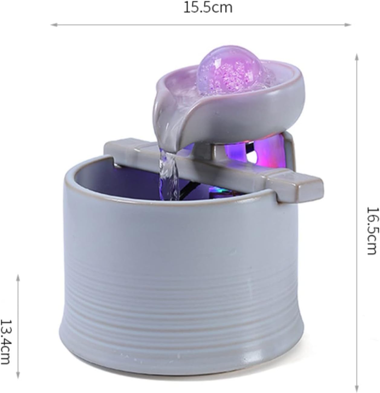 Elegant Mini Ceramic Indoor Water Fountain with LED Lights