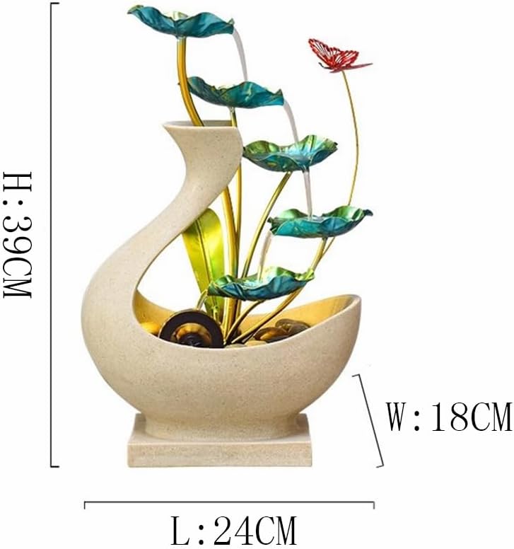 Elegant Desktop Water Fountain with Iron Lotus Design