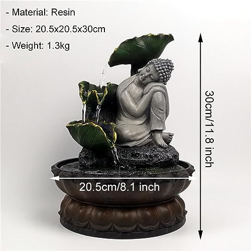 Compact Zen Buddha Tabletop Fountain - Grey