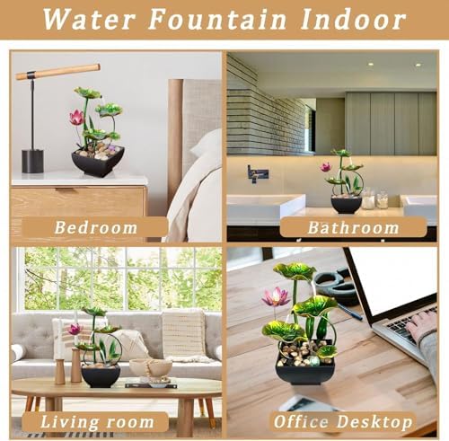 Bocnity Tabletop Waterfall Fountain with Lotus Design