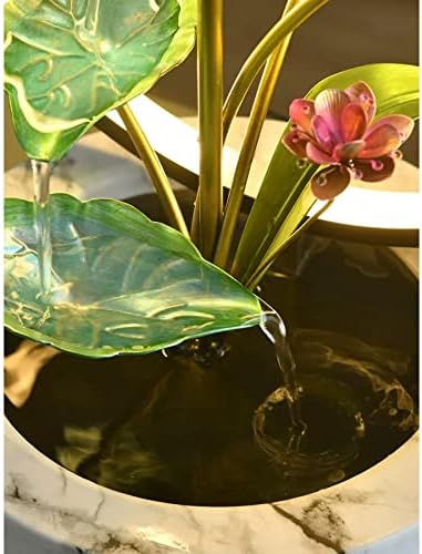 5 Tier Indoor Water Fountain with LED Light and Lotus Leaf Design