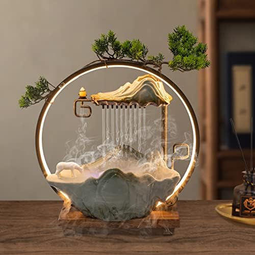 Indoor Waterfall Fountain with LED Light and Incense Diffuser