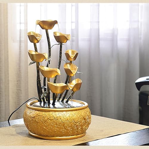 Gold 4-Tier Money Tree Tabletop Waterfall Fountain for Indoor Zen Meditation and Relaxation 1