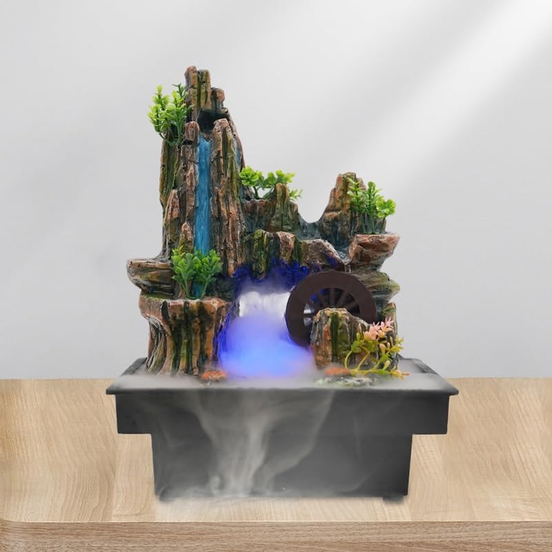 Indoor Rockery Fountain with Goldfish and Waterfall Decor