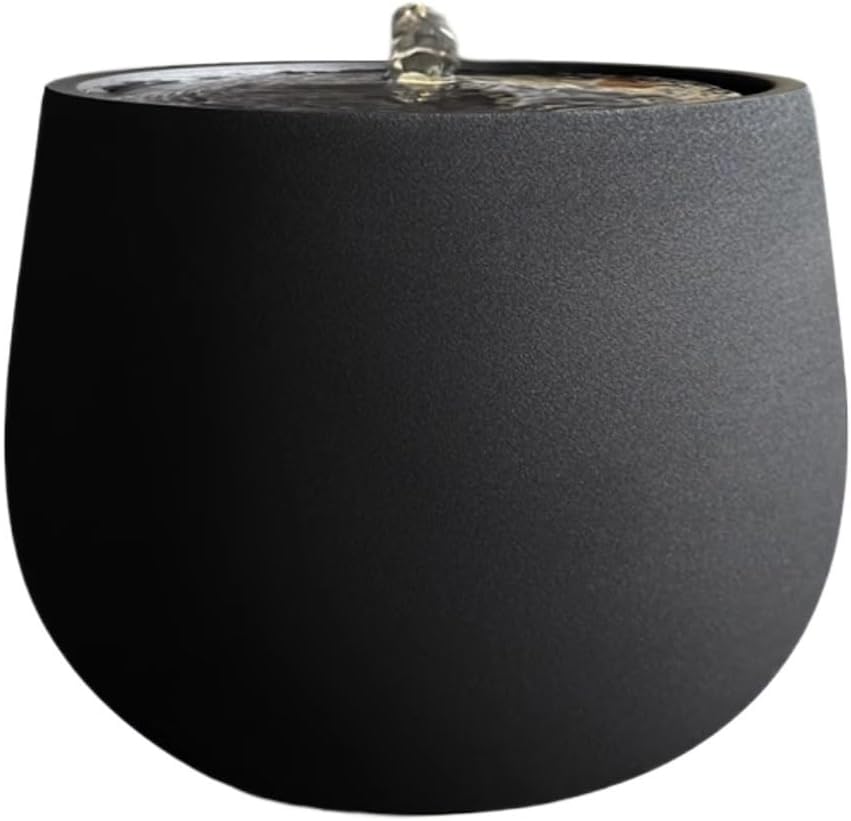 Modern Minimalist Tabletop Water Fountain with LED Light - Black