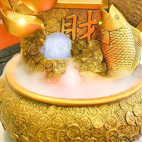 Golden Koi Tabletop Water Fountain with Rotating Ball