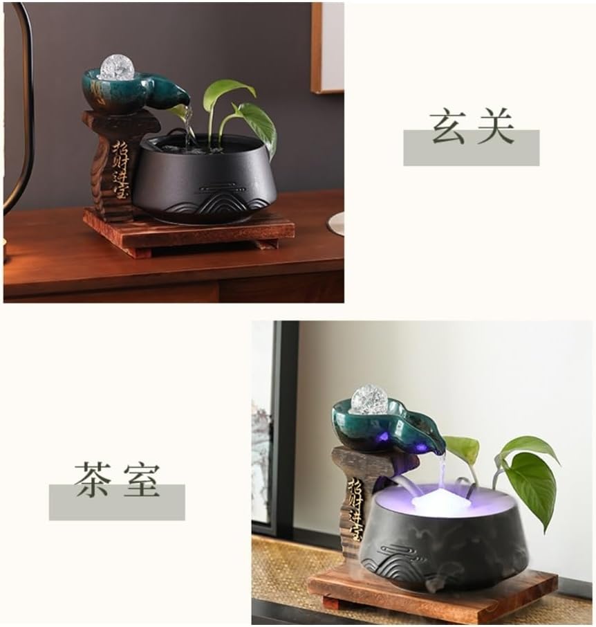 Modern Minimalist Tabletop Fountain with Wealth Flow and Humidifier Function