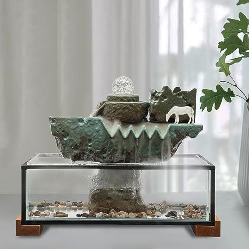 Eco-friendly Tabletop Water Fountain with LED Light and Mist Plants