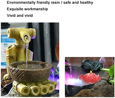 Gold Tabletop Water Fountain with LED Lights and Humidifier