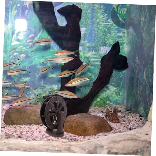 VOSAREA Micro Water Fountain Wheel with Bracket Brown Rustic Design Indoor Decor Accessory