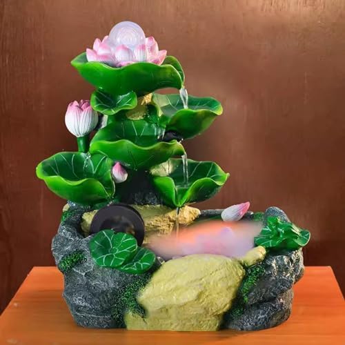 Elegant Desktop Water Fountain with Lotus and Flowing Water
