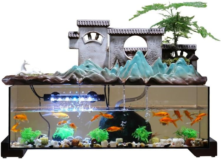 Water Fountains Indoor Fish Tank Decor Living Room Zen Waterfall