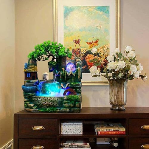Tabletop Fountain Waterfall Lucky Decor Humidifier Rockery
