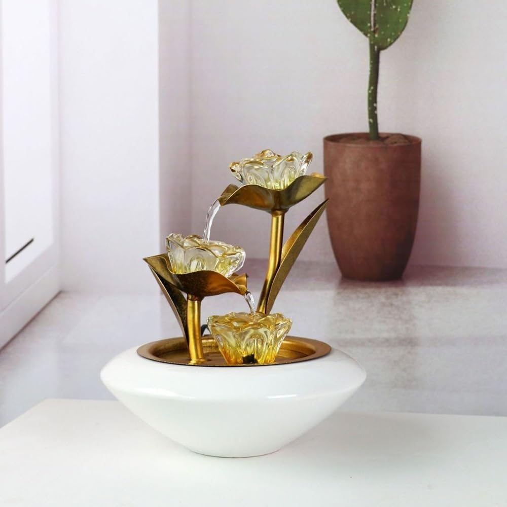 Golden Lotus Tabletop Fountain Artistic Water Feature