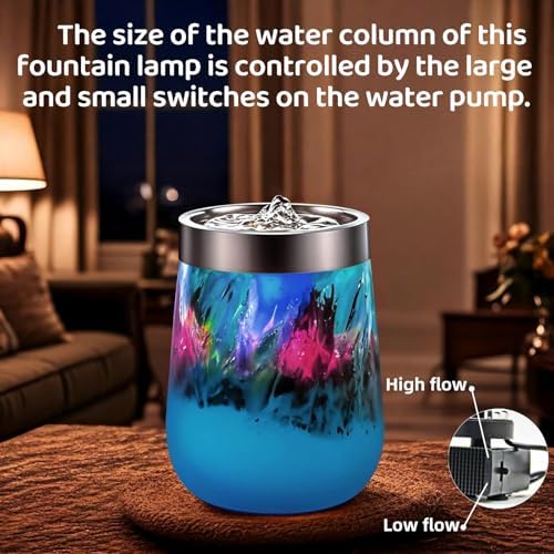 Voreen Handblown Glass Tabletop Fountain with Color Changing Glow