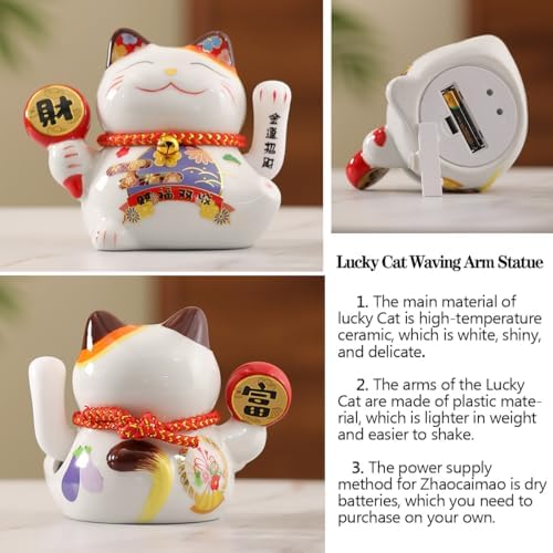 Ceramic Tabletop Waterfall Fountain with Maneki Neko Figurine