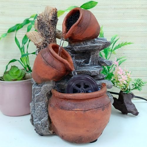 Elegant Water Flow Clay Pot Tabletop Fountain Decoration