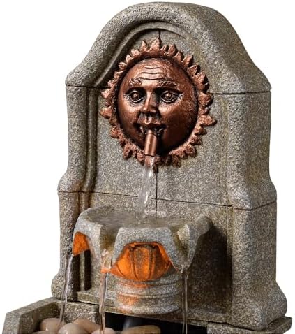 Elegant Desktop Water Fountain with Resin Sun Design