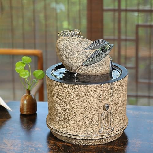 Elegant Desktop Water Fountain with Meditation Symbols