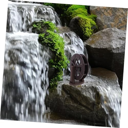 VOSAREA Micro Water Fountain Wheel with Bracket Brown Rustic Design Indoor Decor Accessory