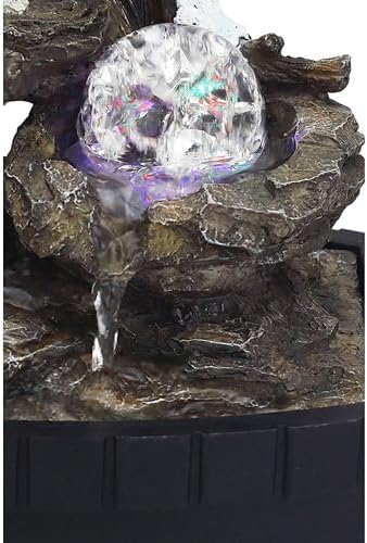 Benjara Eci 10 Inch Wolf Water Fountain with LED Lights and Painted Finish