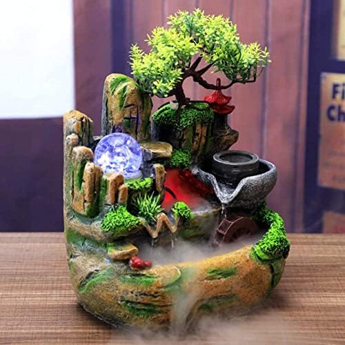 Indoor Relaxation Desktop Fountain with Rockery and Crystal Light