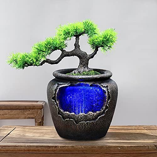 Modern Indoor Waterfall Fountain with LED Lights and Atomizer