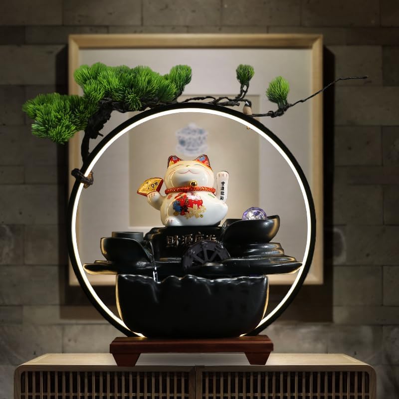 Indoor Tabletop Fountain with Water Circulation and Zen Design