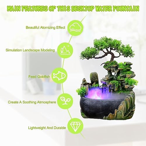 Tabletop Rockery Fountain with Waterfall Effect