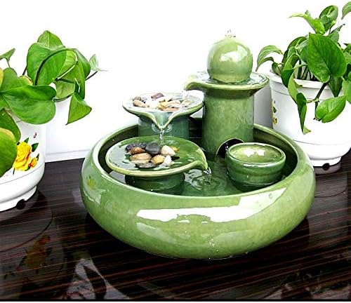 SHQ Blue Tabletop Ceramic Water Fountain for Home Office