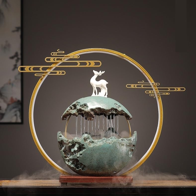 Indoor Circular Water Fountain Desk Decor Zen Waterfall