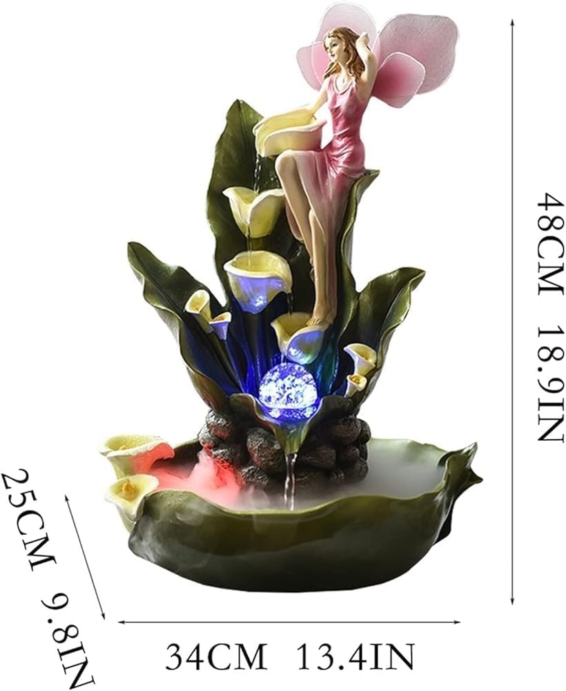 Tabletop Water Fountain with Flowing Angel Ornament for Living Room Decor