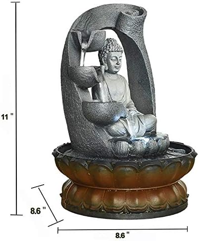 UKN Buddha Fountain Zen Meditation Tabletop Waterfall Grey