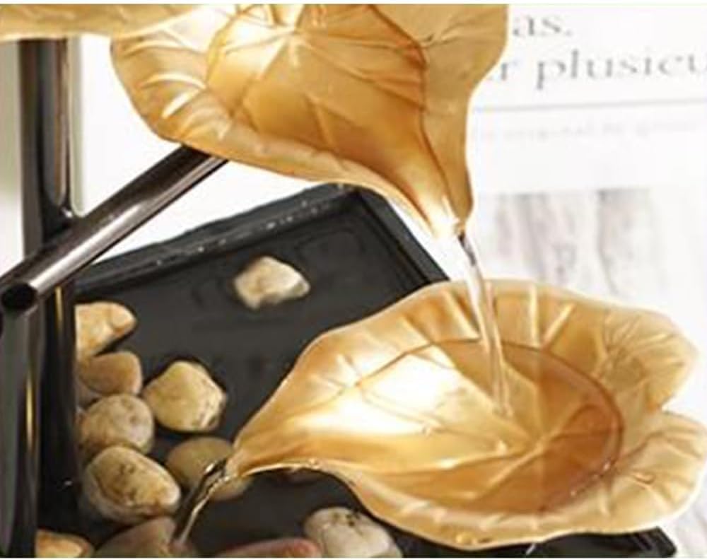 Iron Desktop Fountain with Lotus Design for Zen Meditation and Home Decor