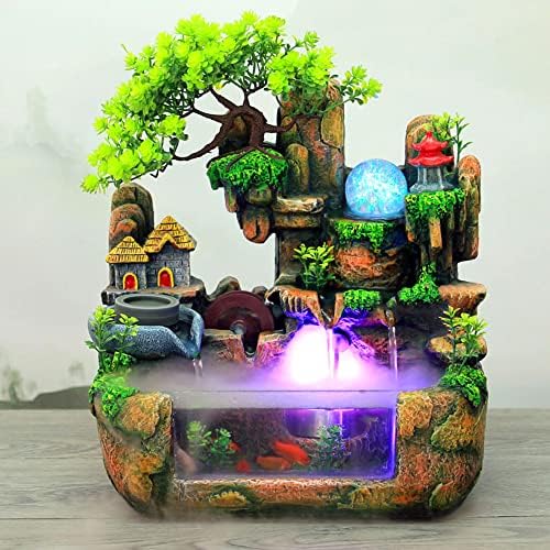 Tabletop Water Fountain with LED Lights and Humidifier
