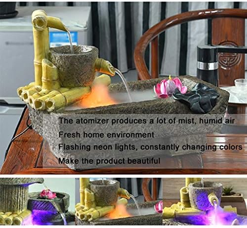 Tabletop Water Fountain with Humidifier and LED Lights Grey