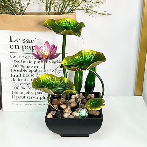 Bocnity Tabletop Waterfall Fountain with Lotus Design