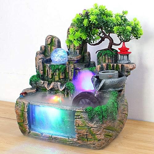 Yiponyt Tabletop Fountain with Rockery and LED Light