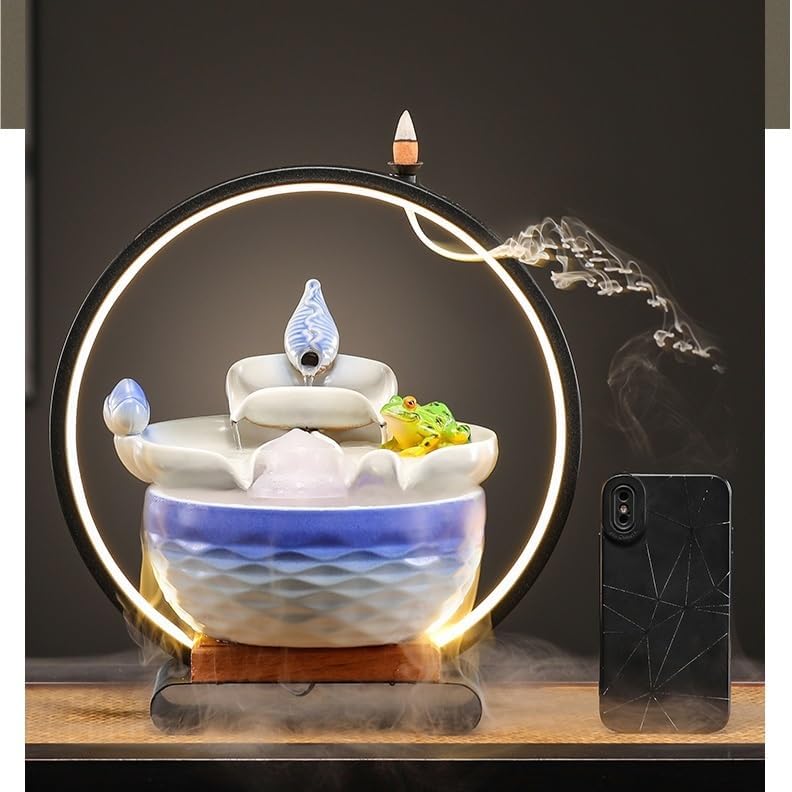 Indoor Ceramic Water Fountain with Zen Waterfall Design