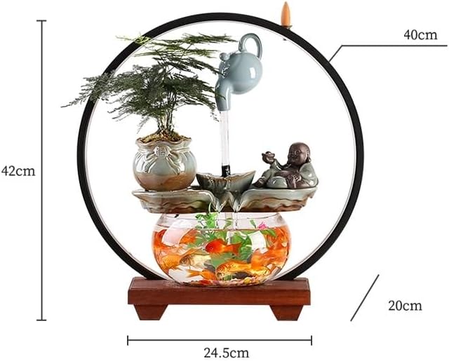Modern Indoor Glass Fish Tank Water Fountain Desk Decoration