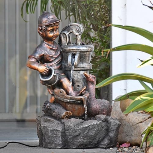Elegant Copper Imitation Resin Tabletop Water Fountain
