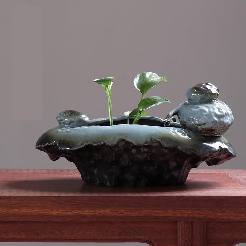 Zen Ceramic Water Fountain for Home Office and Living Room