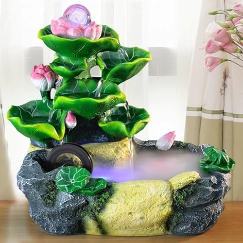 Elegant Desktop Water Fountain with Lotus and Flowing Water