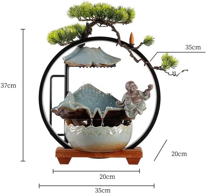 Indoor Water Fountain with Zen Style and Circulation for Home Office Desk