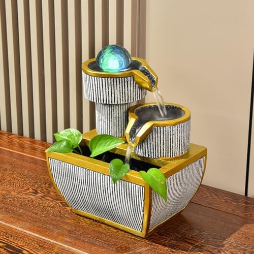 Crystal Water Fountain with Zen Decor for Home Tabletop
